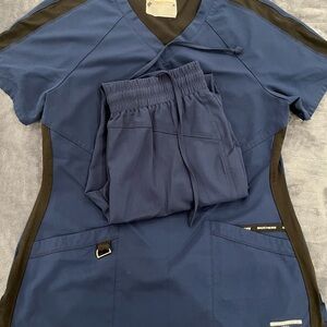 Skechers Navy Scrub Set with Black Trim